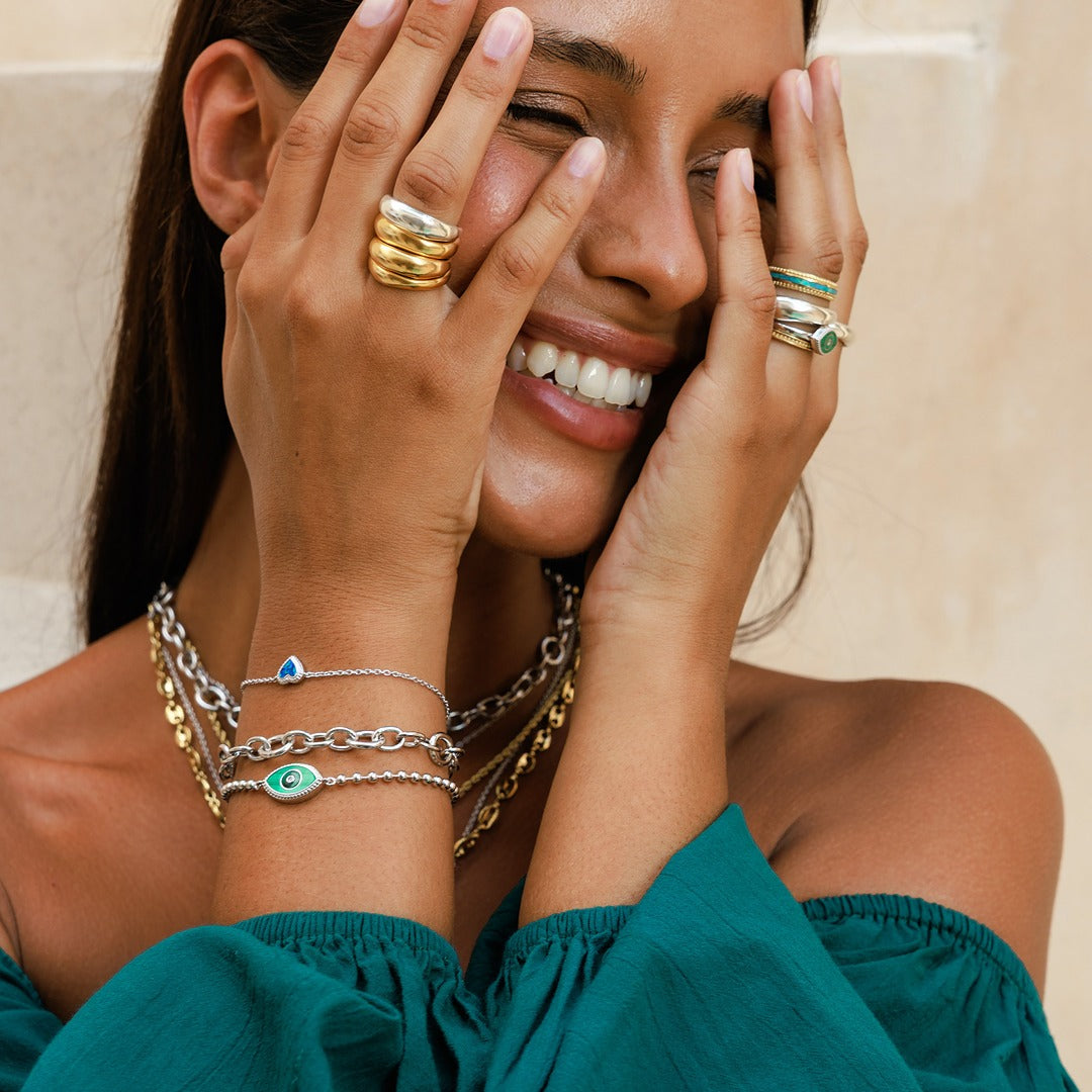 Radiant Flow Gold Ring Stack