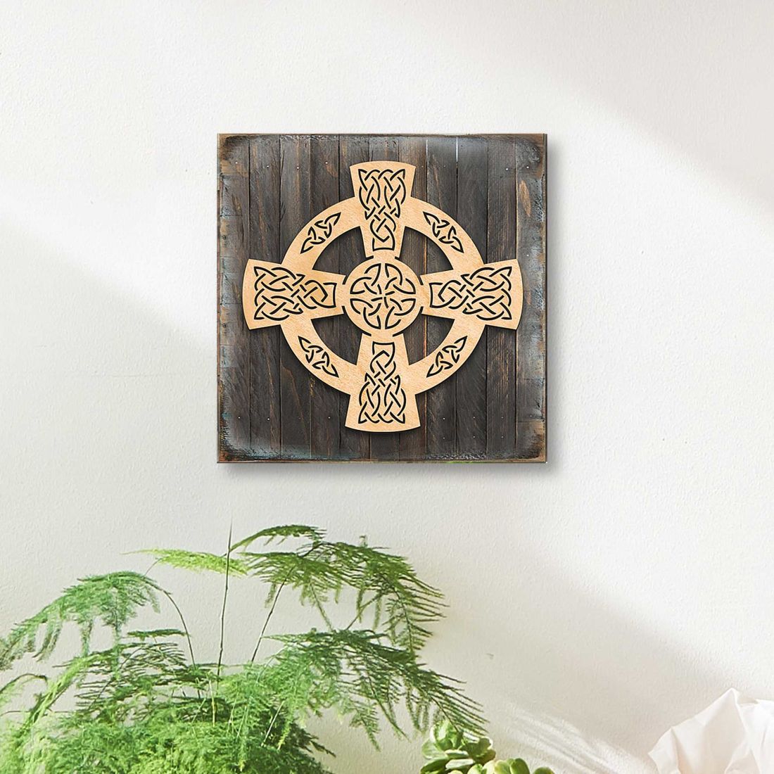 Celtic Wheel Cross - Wooden Wall Art