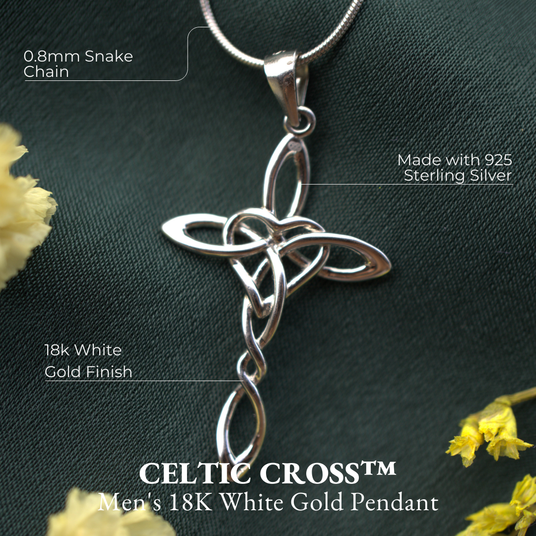Celtic Heart™ 18K White Gold Cross Pendant