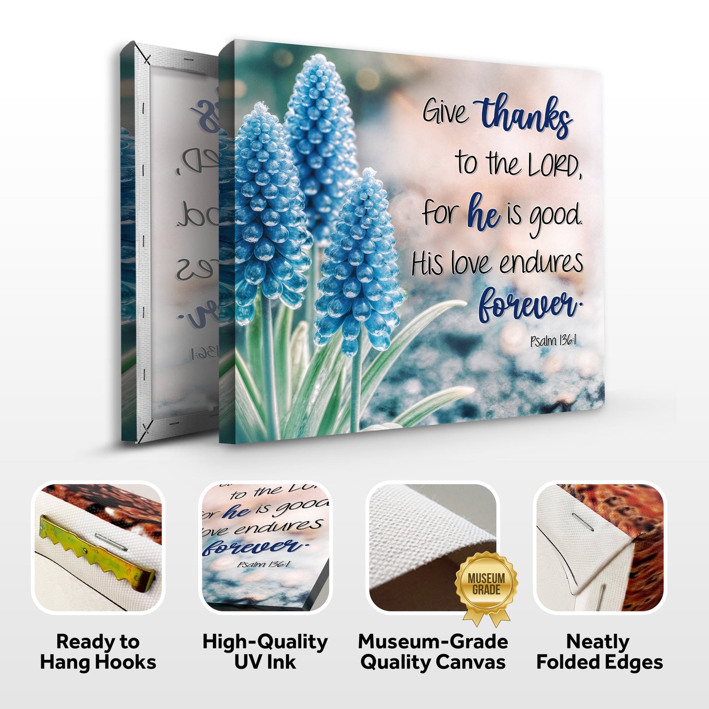 Give Thanks To The Lord - Psalm 136:1 Wall Sign