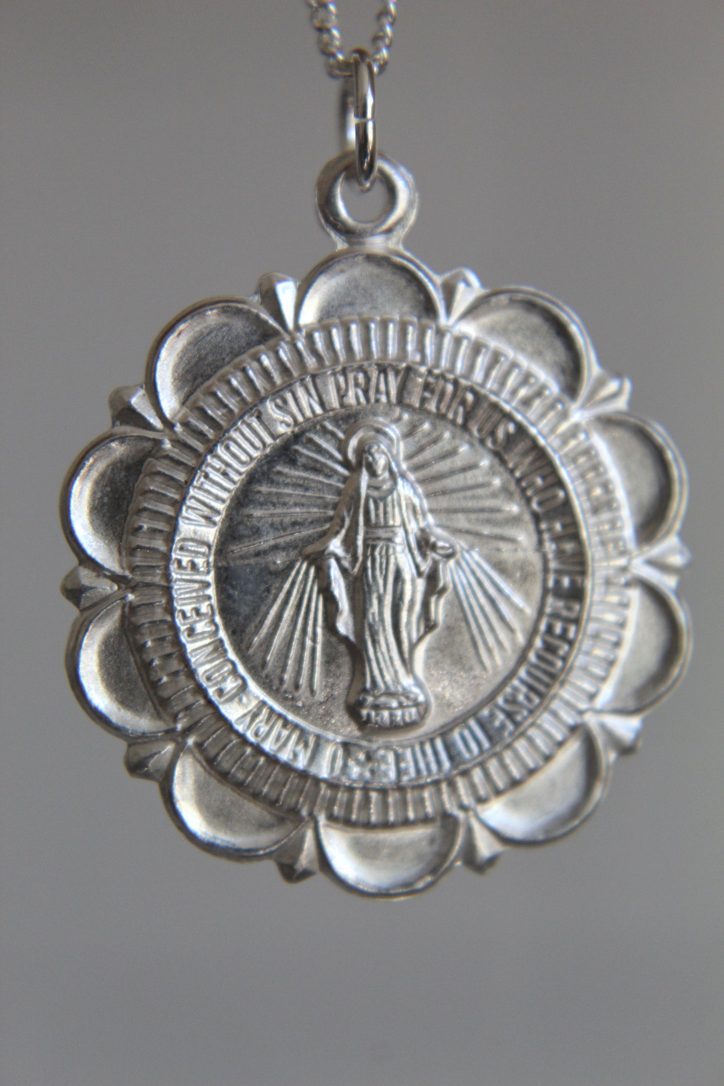 Miraculous Medal Necklace in Sterling Silver