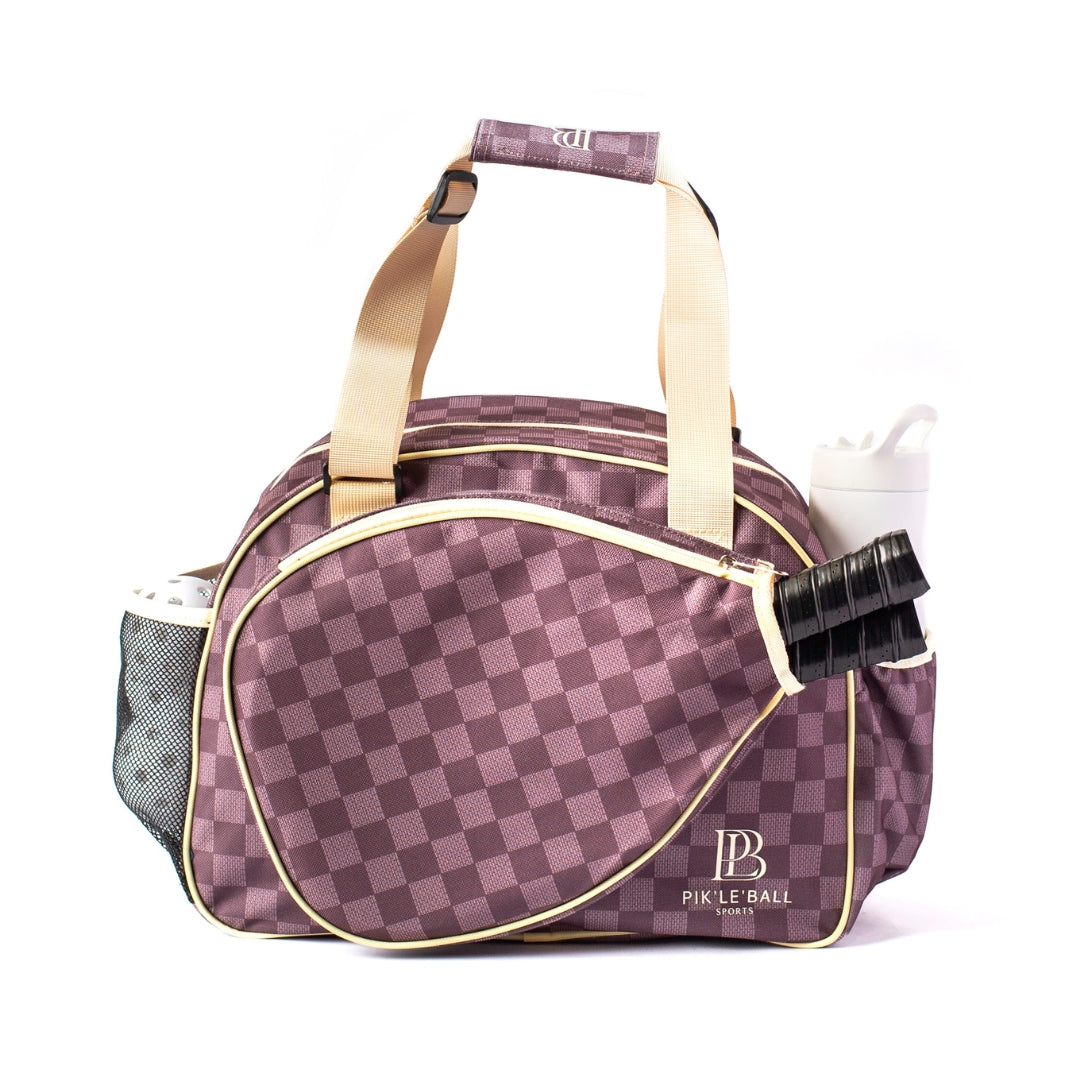 Checkered Chic Brown Stylish & Versatile Pickleball Bag