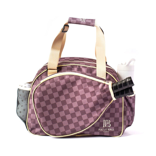 Checkered Chic Brown Stylish & Versatile Pickleball Bag