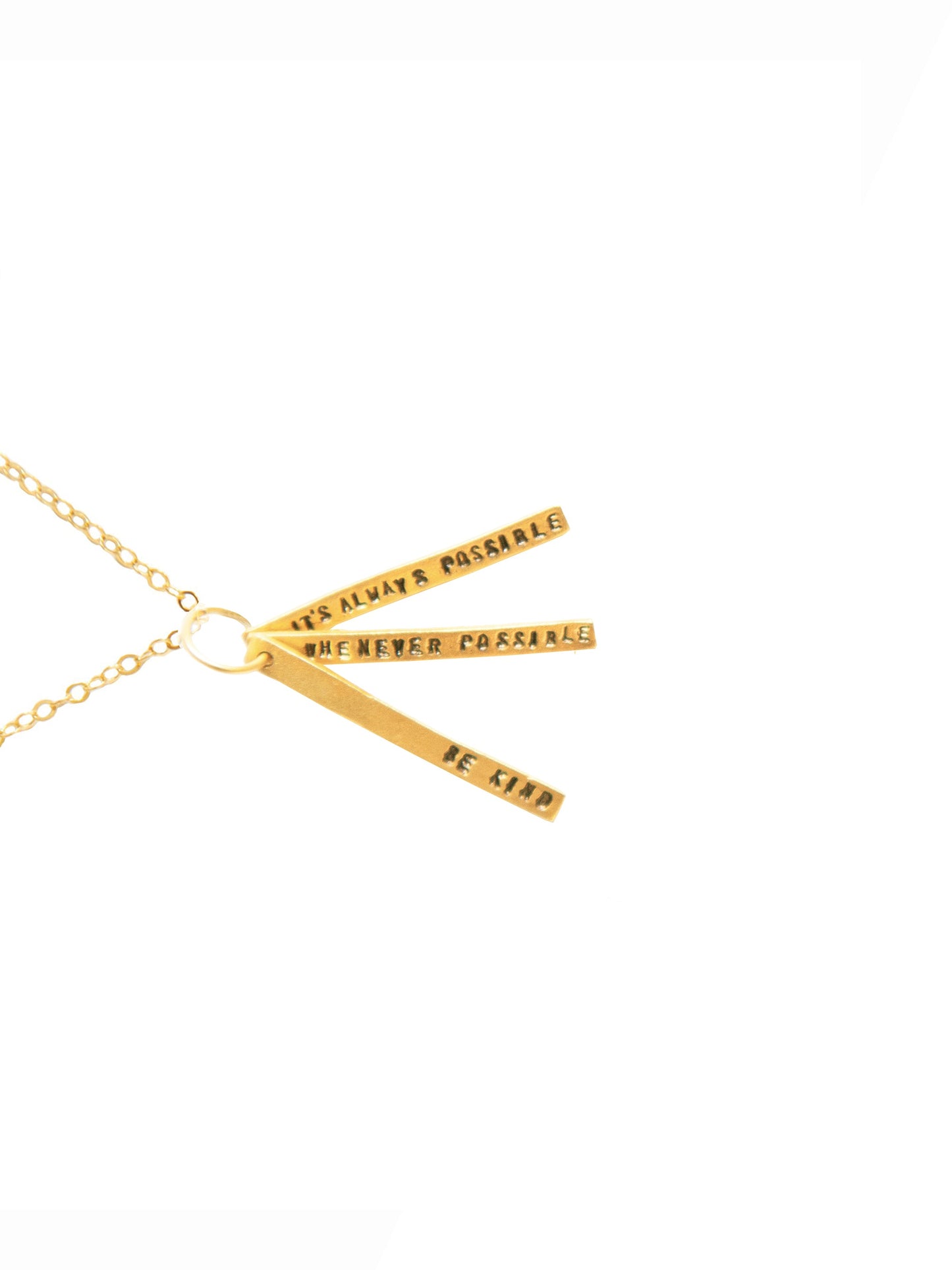 Chocolate & Steel Long-Bar Quote Necklace Dalai Lama - Be Kind Whenever Possible, It's Always Possible