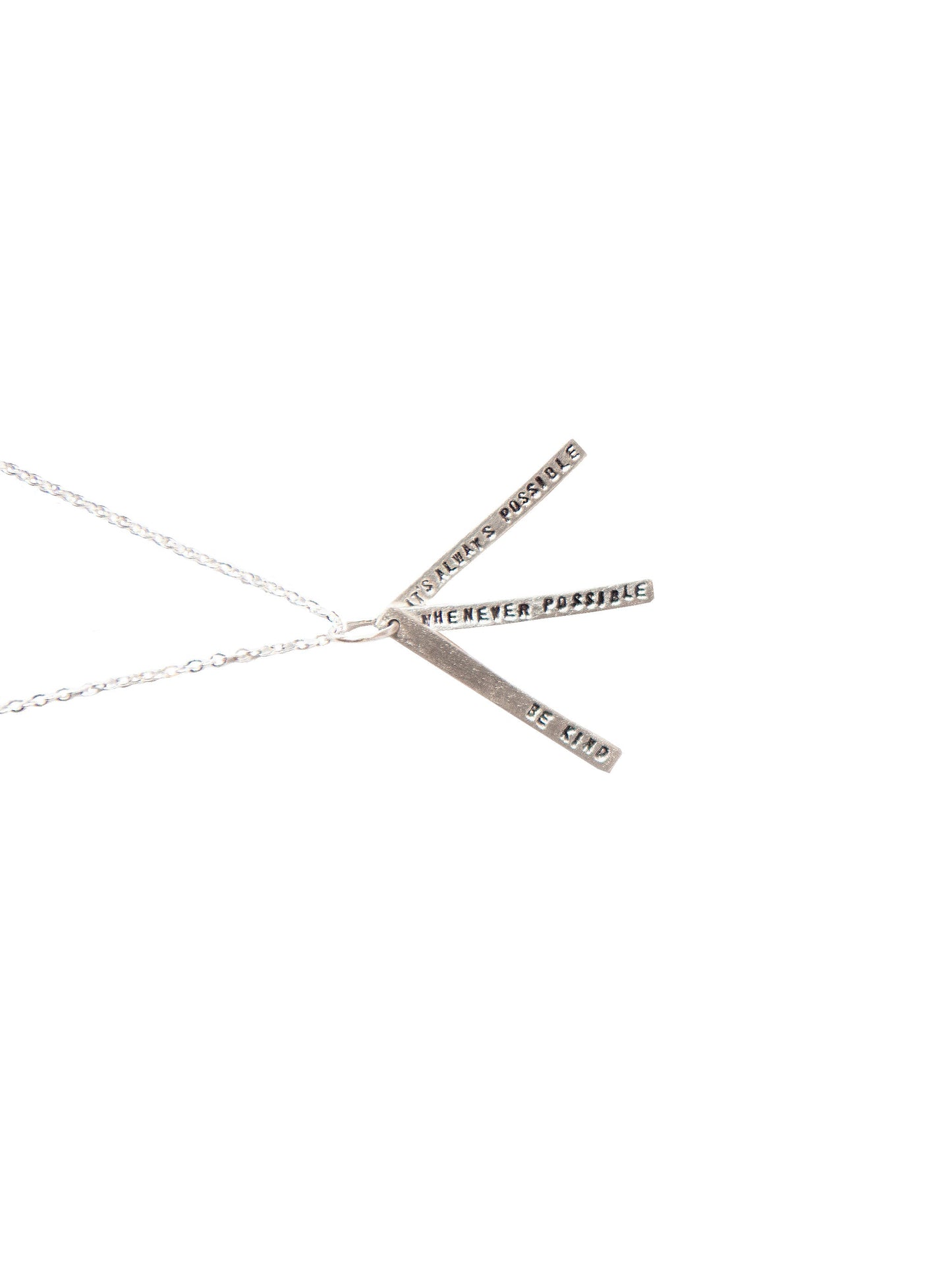 Chocolate & Steel Long-Bar Quote Necklace Dalai Lama - Be Kind Whenever Possible, It's Always Possible