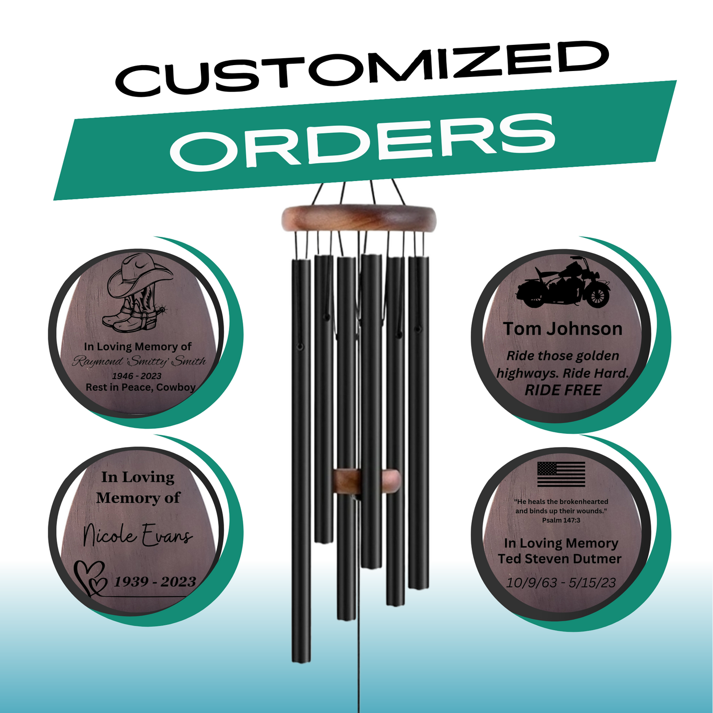 32" Serenity Memorial Wind Chimes - For every time you think of me, I’m right here in your heart