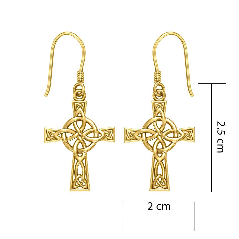 The Celtic Four Point Knot Cross Solid Gold Earrings