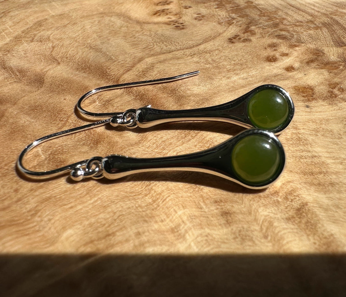 Canadian Jade and Sterling Silver Drop Earrings