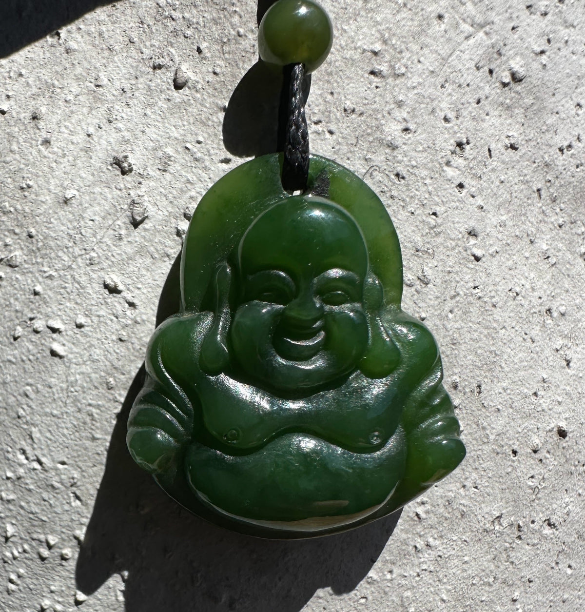 Canadian Jade Pendant, Happy Buddha 26mm