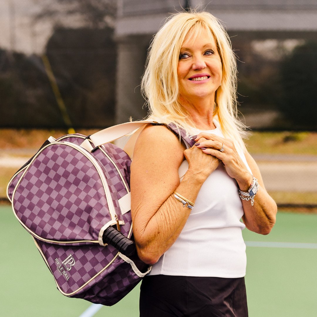 Checkered Chic Brown Stylish & Versatile Pickleball Bag