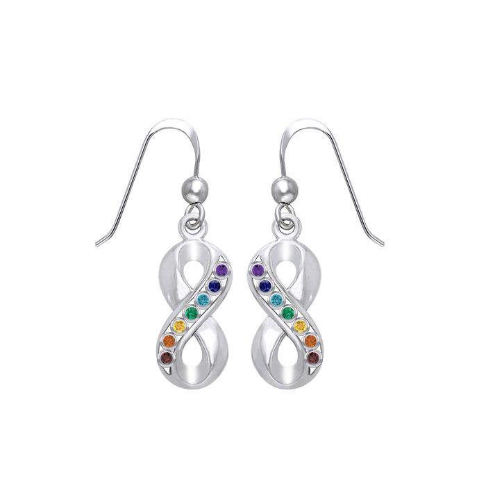 Infinity Symbol Earrings with Chakra Gemstone - Sterling Silver
