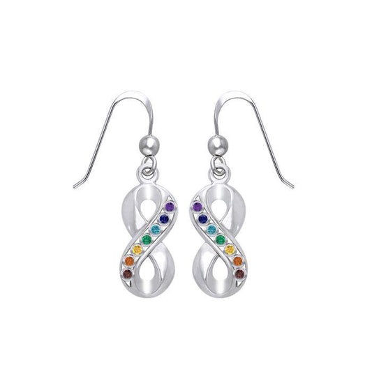 Infinity Symbol Earrings with Chakra Gemstone - Sterling Silver