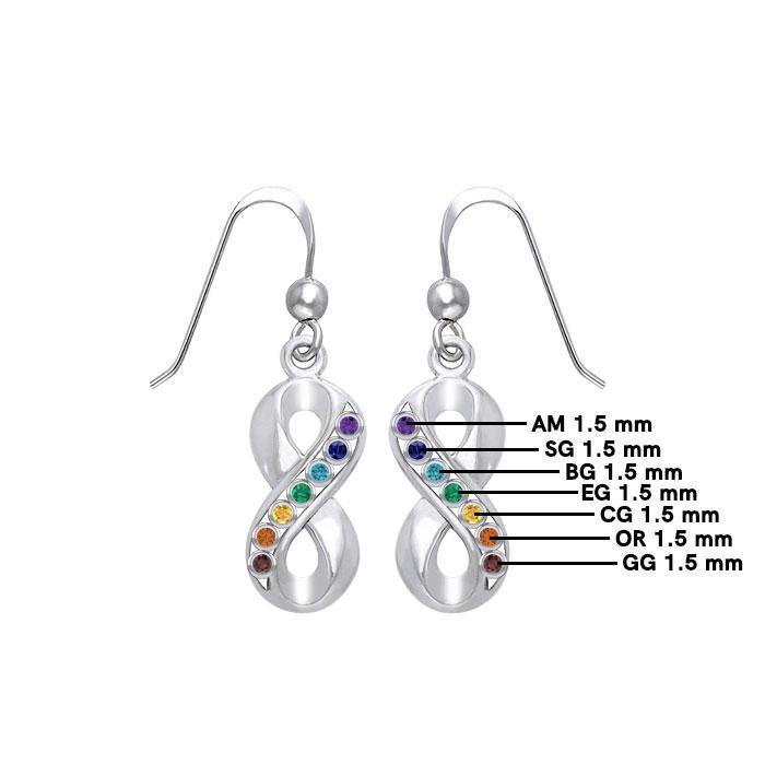 Infinity Symbol Earrings with Chakra Gemstone - Sterling Silver