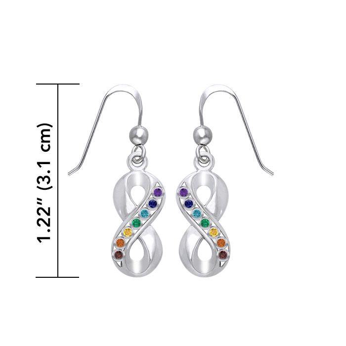 Infinity Symbol Earrings with Chakra Gemstone - Sterling Silver