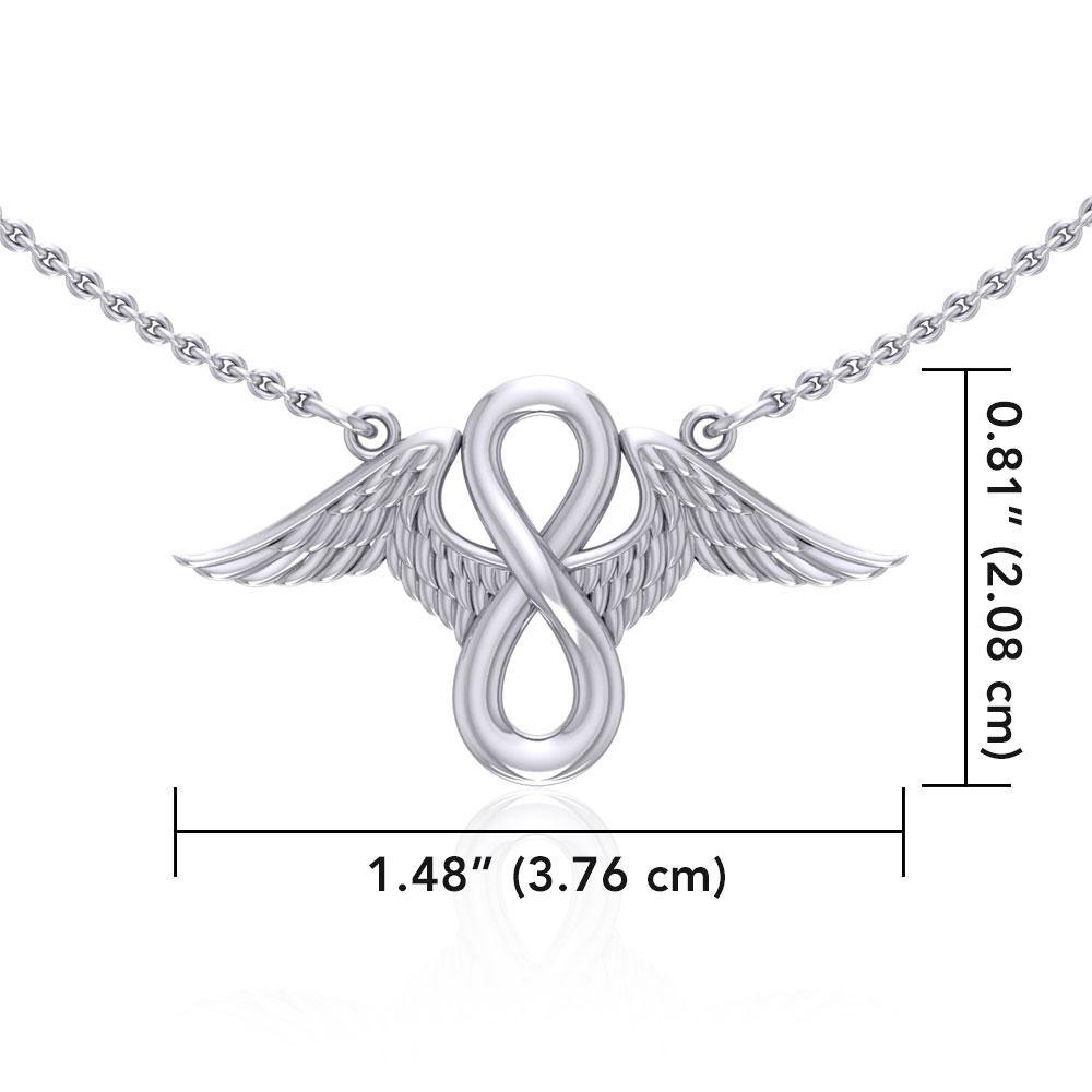 Angel Wings with Infinity Symbol - Sterling Silver Necklace
