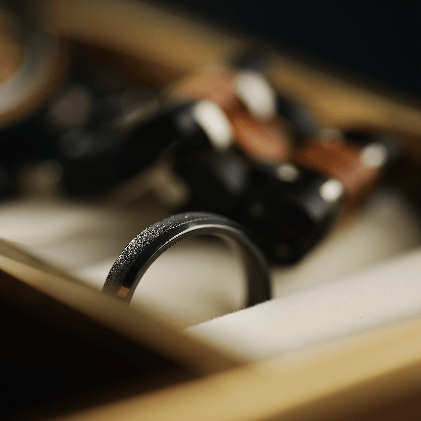 The Enigma - Men's Ring / Wedding Band - Charcoal Gray Zirconium