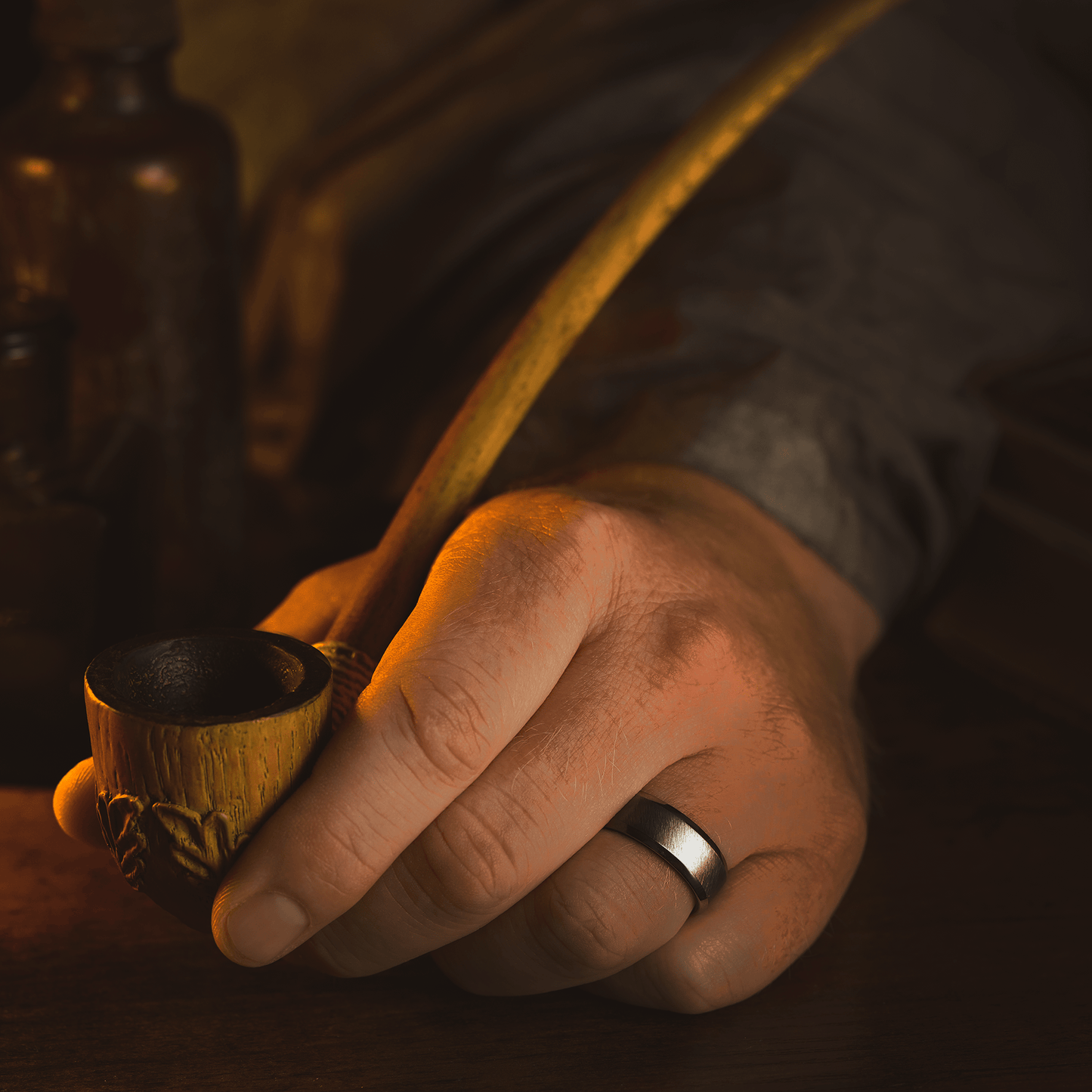 The Gandalf™️ - Men's Ring / Wedding Band - Titanium with Forged Carbon Fiber Sleeve