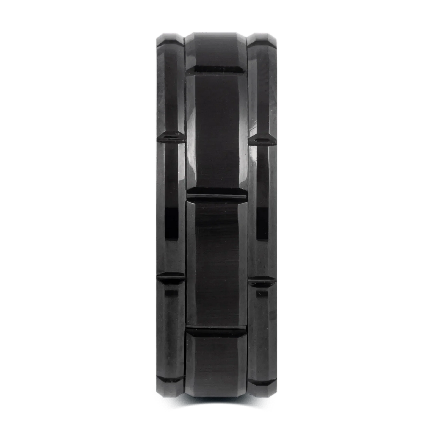 The Keep - Black-Plated Tungsten with Brick Design