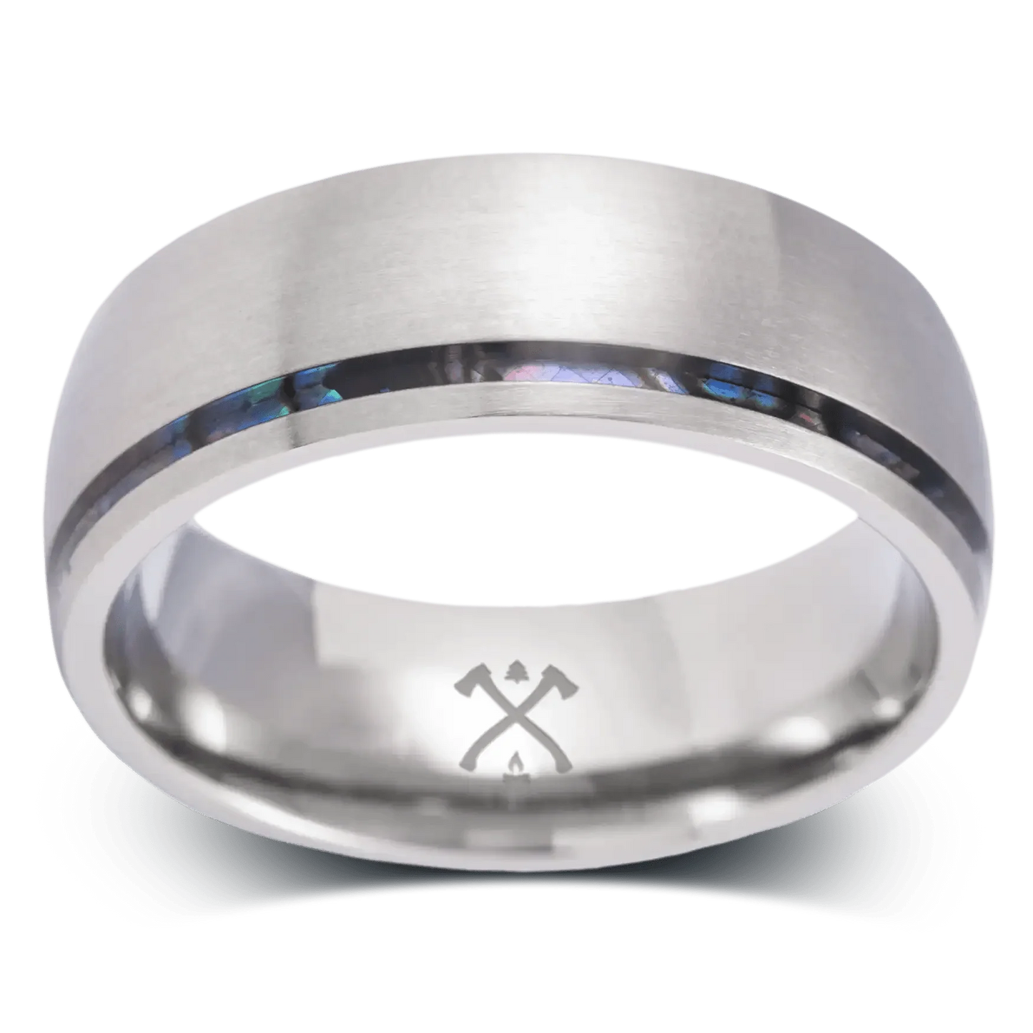 The Navigator - Men's Ring / Wedding Band - Titanium with Abalone Shell