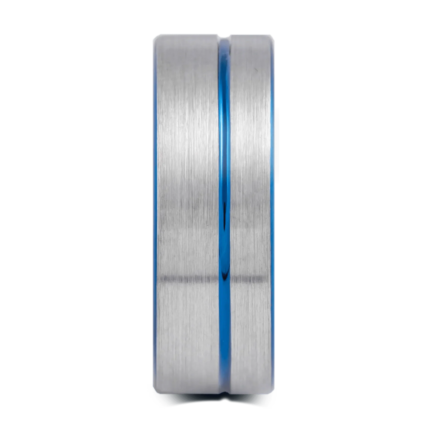 The Peacekeeper - Men's Ring / Wedding Band - Tungsten with Blue Plated Inlay and Interior