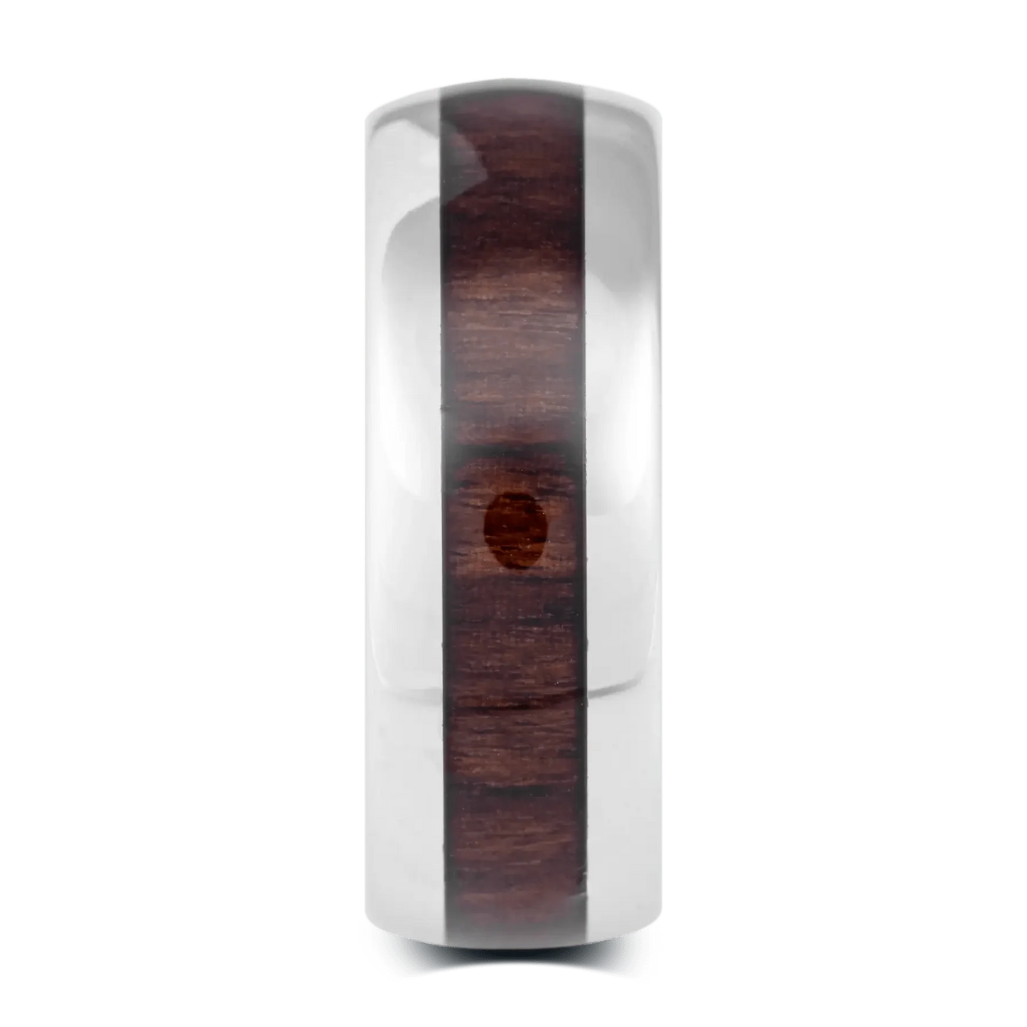 The Rancher - Men's Ring / Wedding Band - Platinum Plated Tungsten with Koa Wood