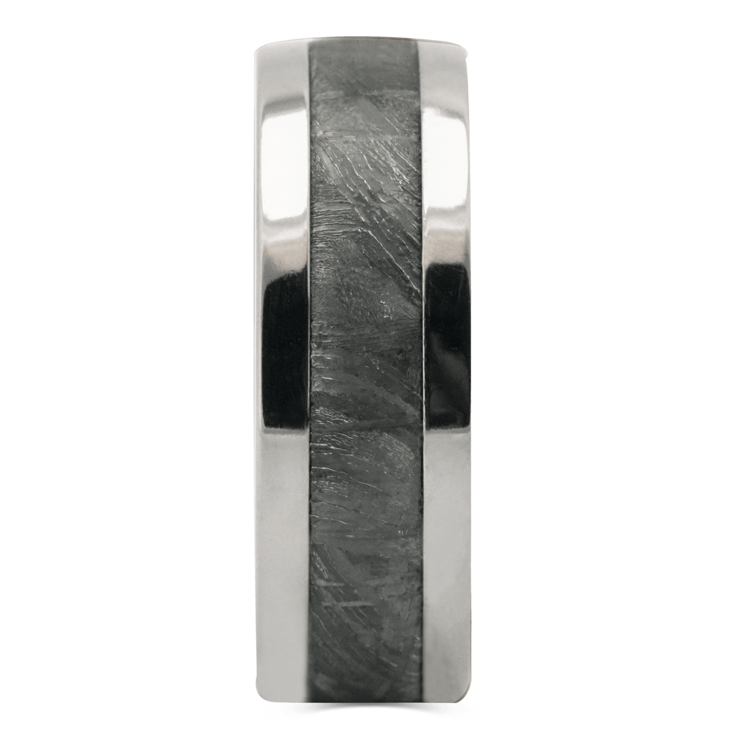 The Rocketeer - Men's Ring / Wedding Band - Titanium with Meteorite Inlay