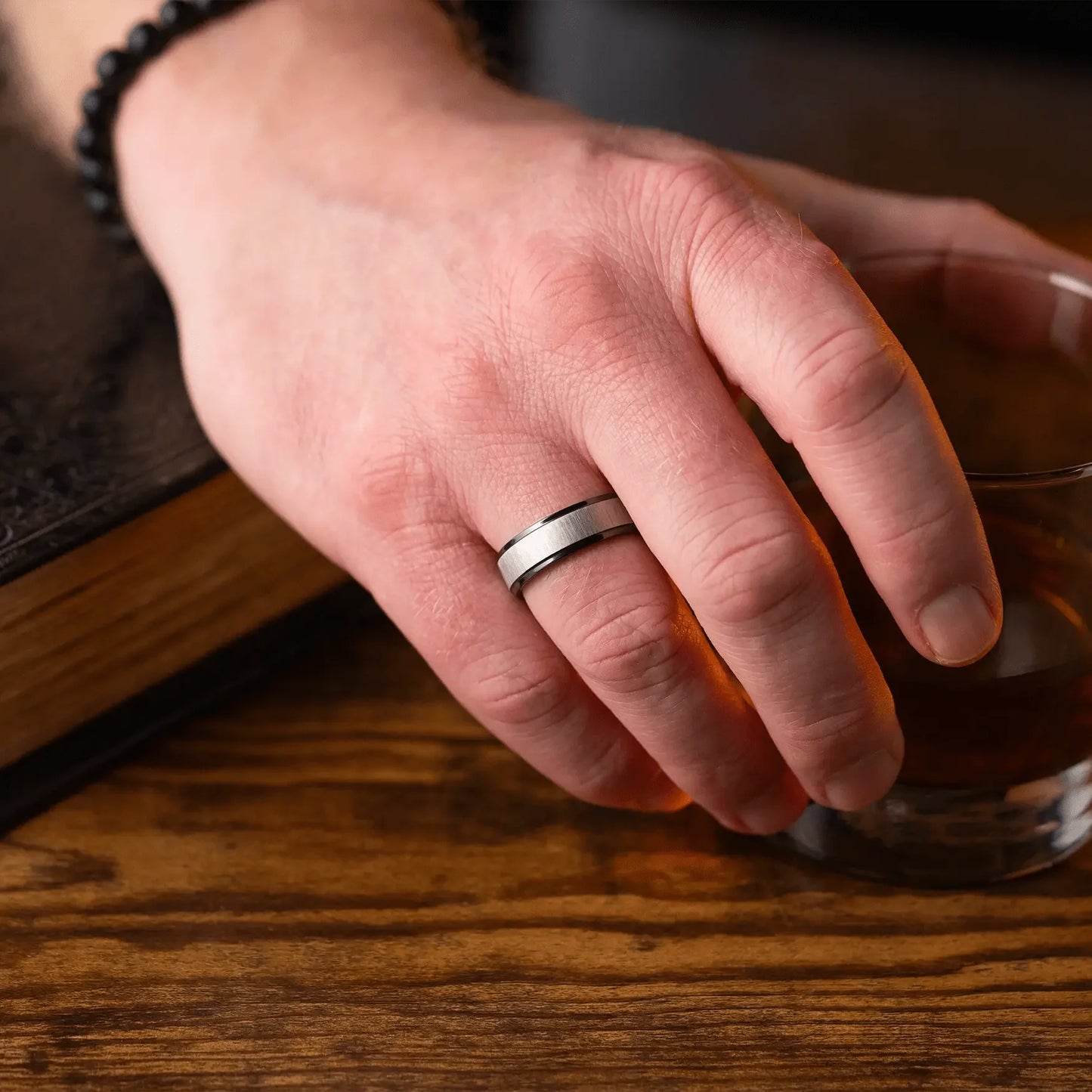 The Storyteller- Men's Ring / Wedding Band - Charcoal Gray Zirconium