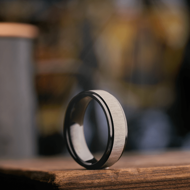 The Storyteller- Men's Ring / Wedding Band - Charcoal Gray Zirconium