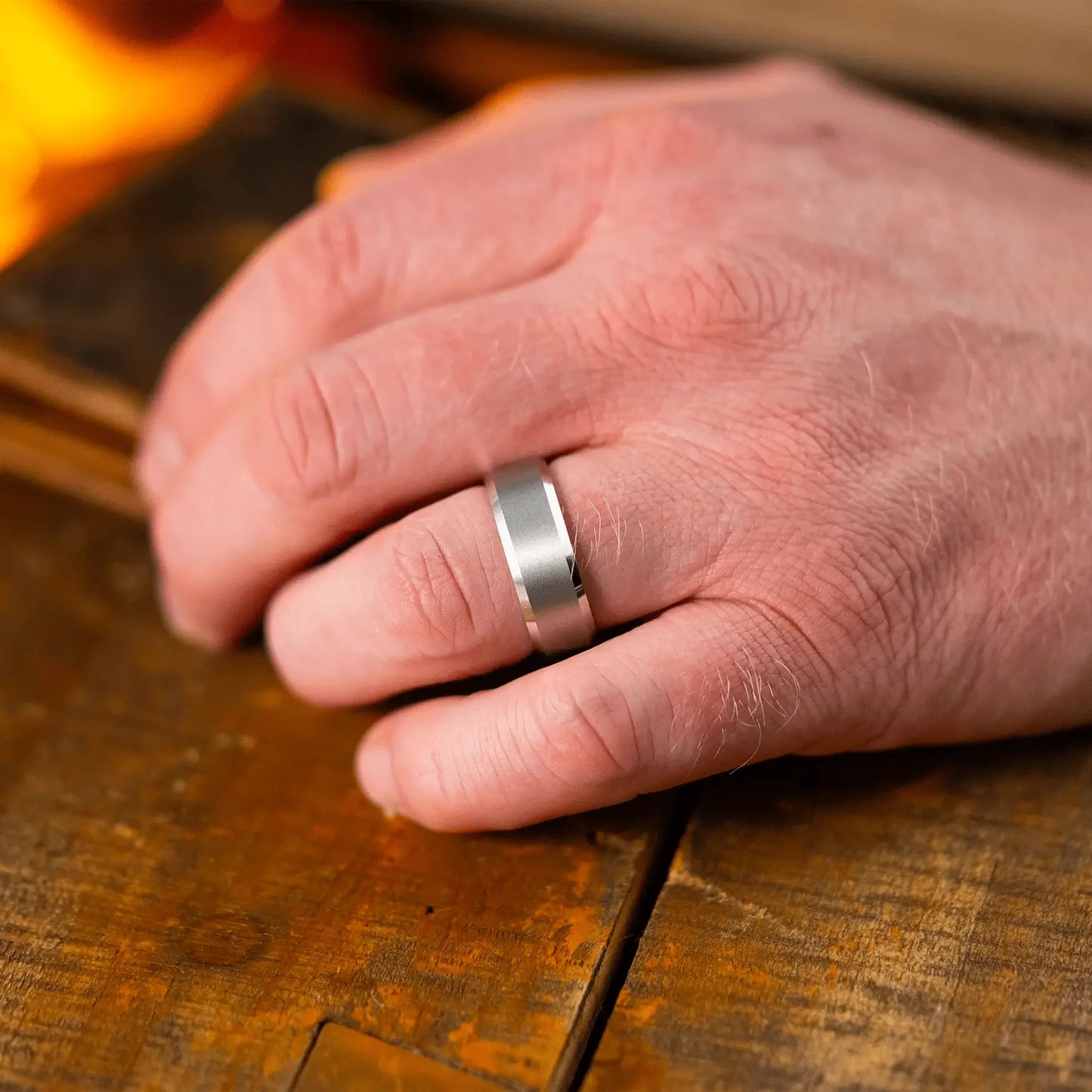 The Visionary - Men's Ring / Wedding Band - Platinum Plated Tungsten