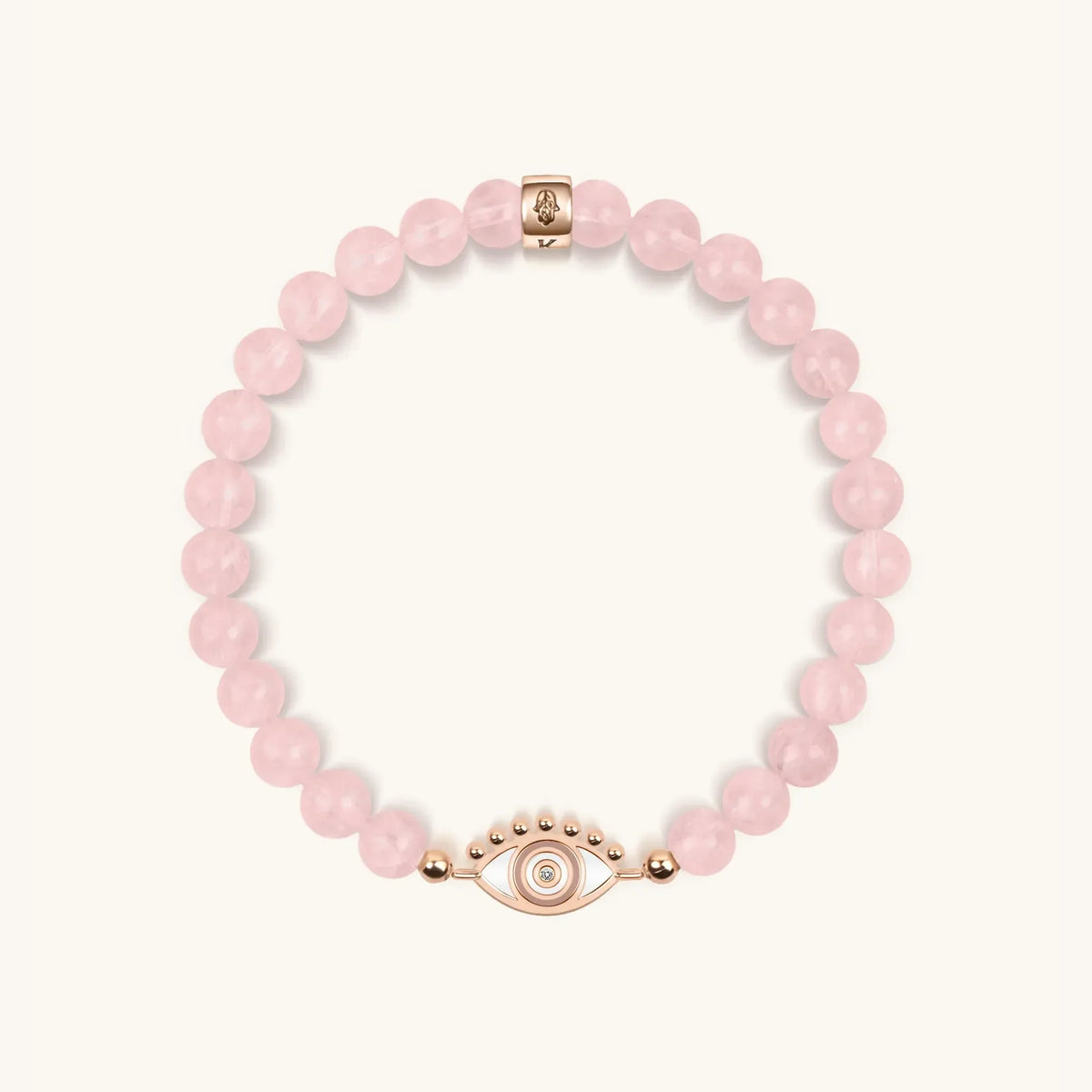 Emotional Healing Rose Quartz Evil Eye Charm Bracelet