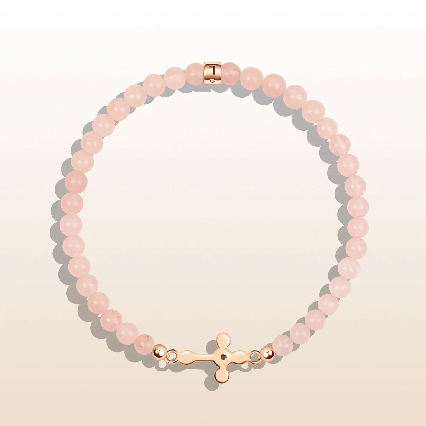 Loyal Support - Rose Quartz Diamond Cross Bracelet