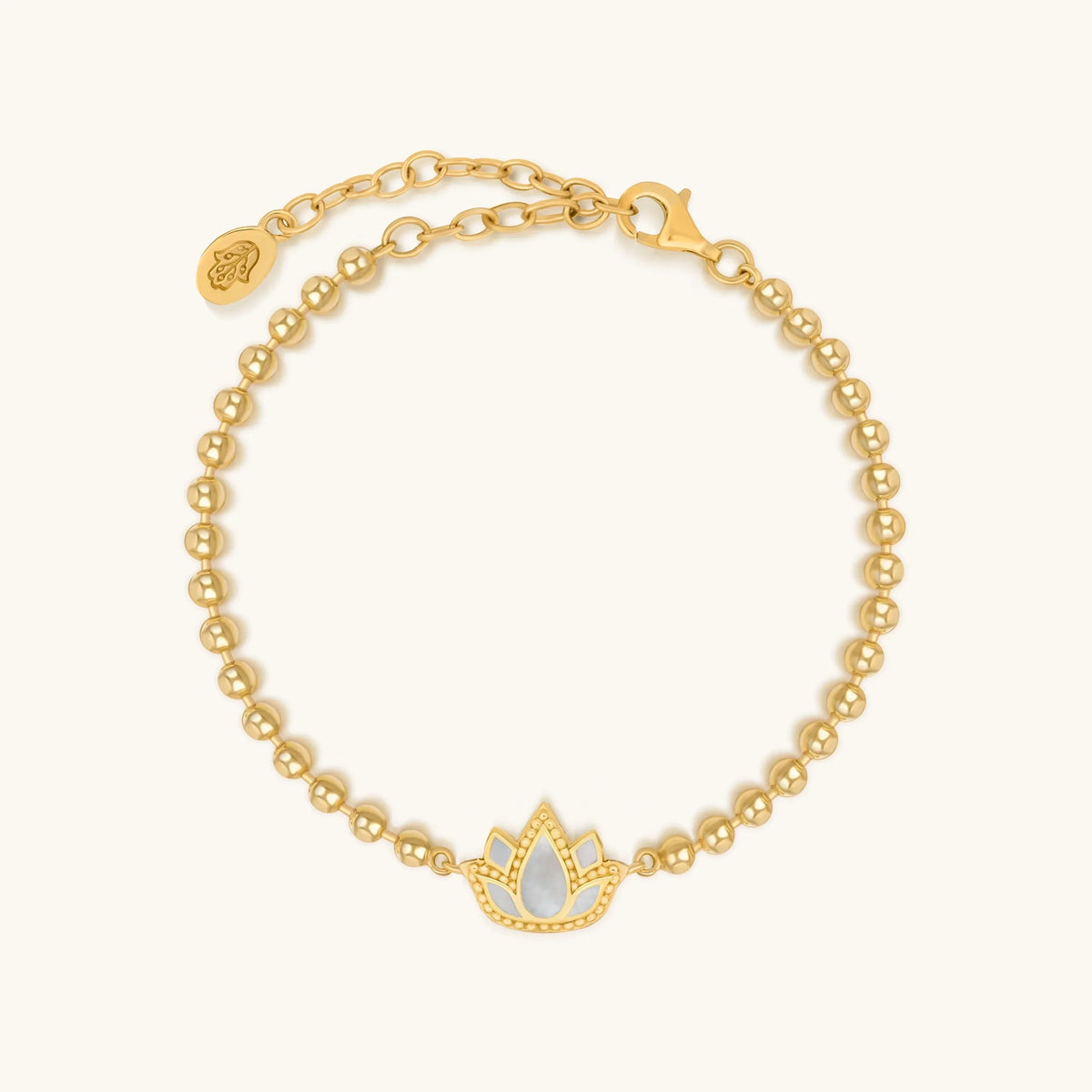 Delicate Karma Lotus Mother of Pearl Bracelet