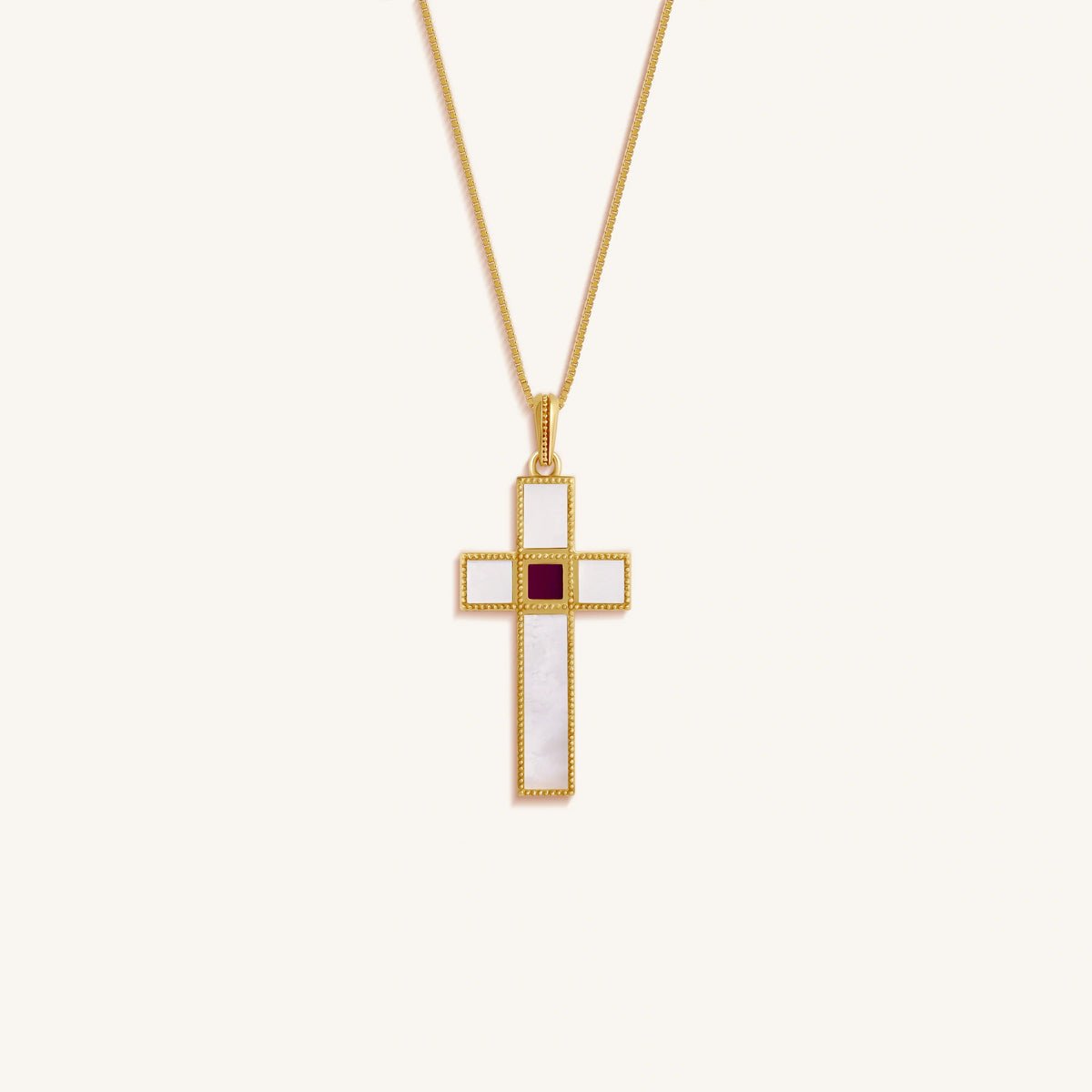 Radiant Harmony Mother of Pearl Cross Bible Nano Chip Necklace - Entire New Testament, King James Version