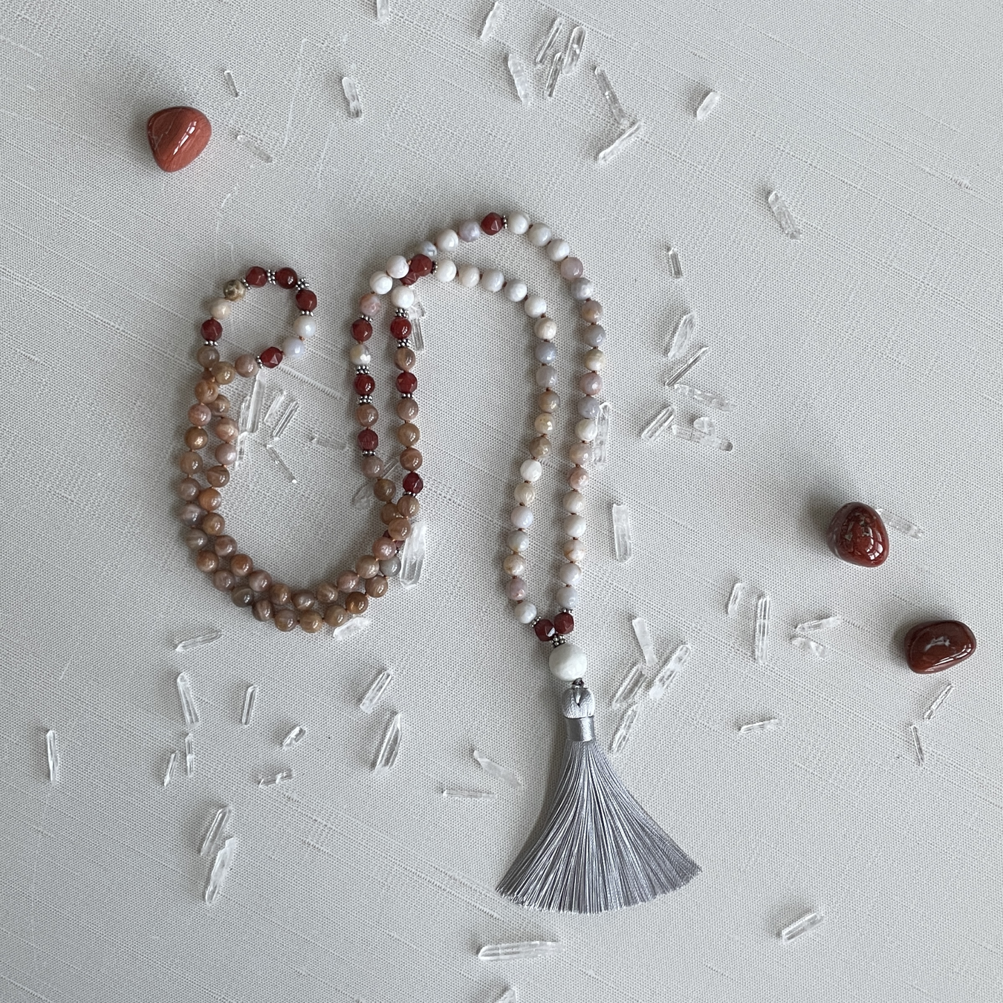 Fire Mala Necklace - Sunstone, Carnelian and Phoenix Agate
