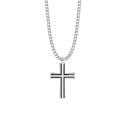 Antiqued Cross with Flared Ends - Sterling Silver (Optional engraving)