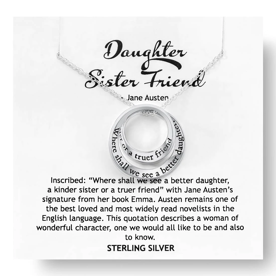 Daughter, Sister, Friend (Jane Austen) - Double Mobius Necklace