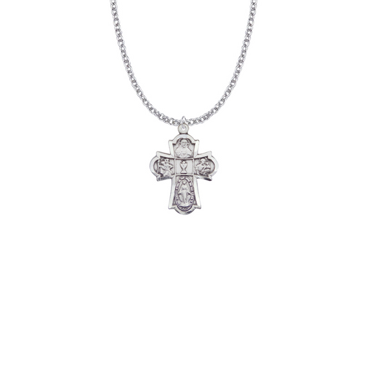 Four Way Medal Sterling Silver - Catholic First Communion