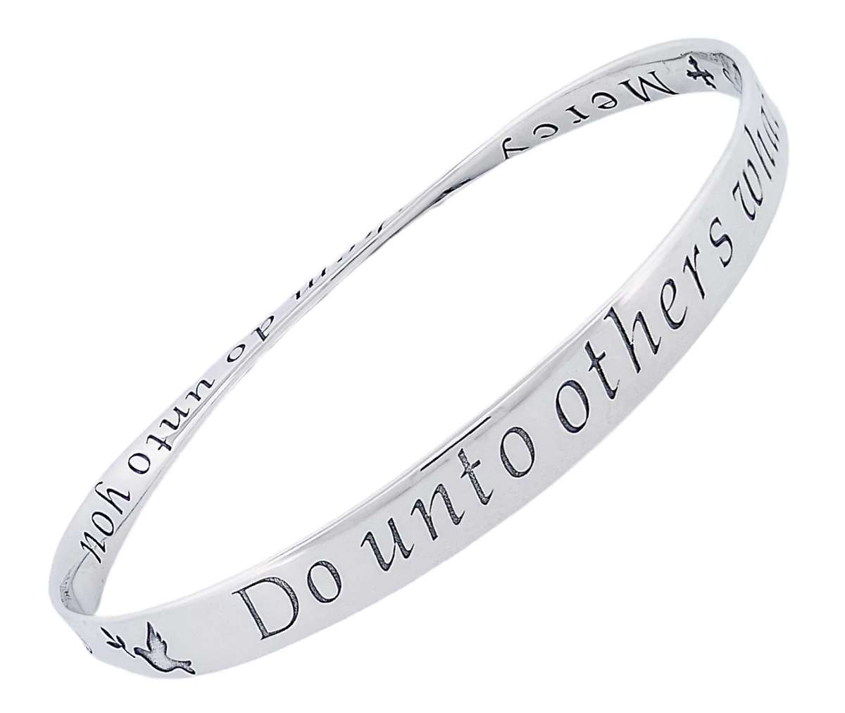 The Golden Rule: Do Unto Others (with Dove of Peace) - Mobius Bracelet