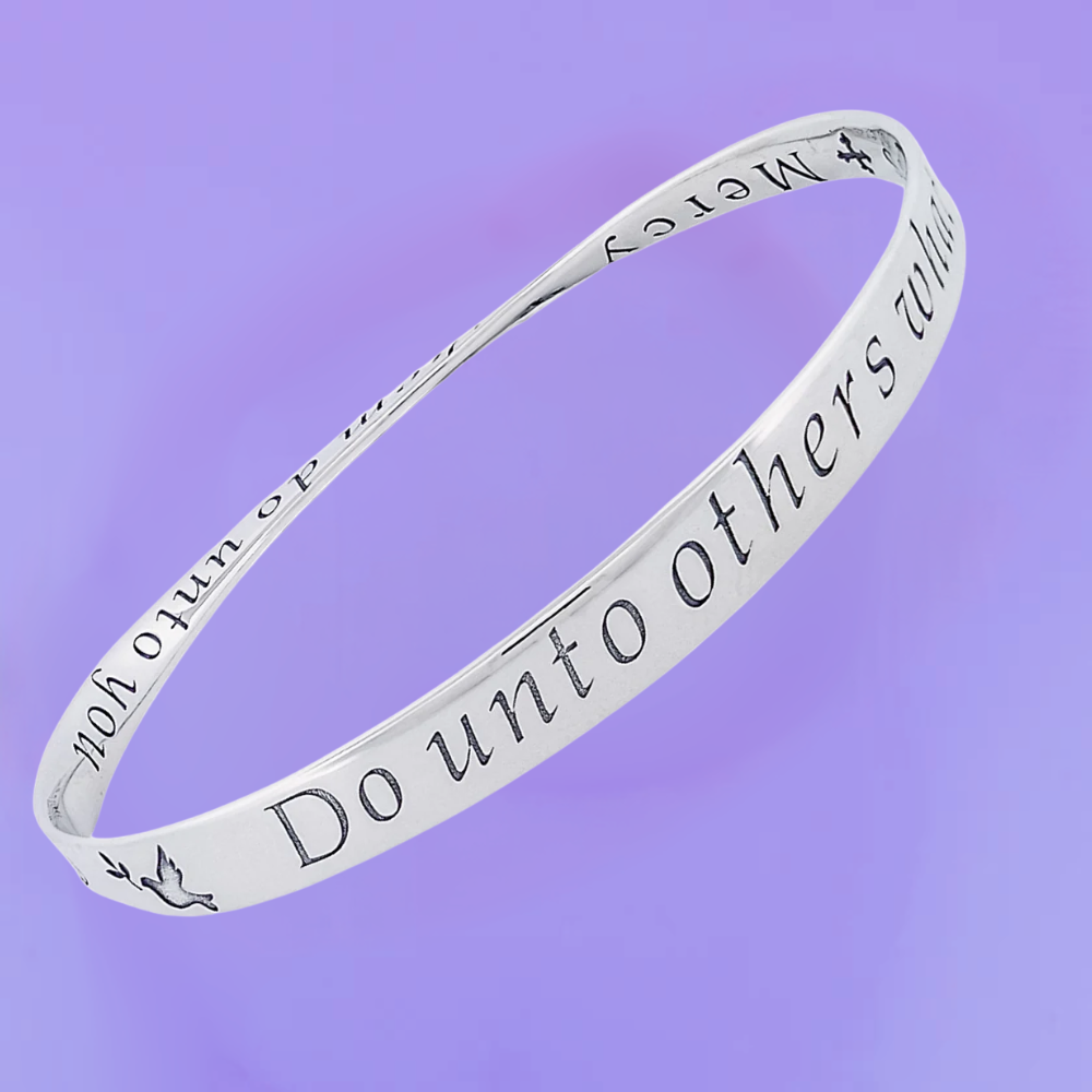 The Golden Rule: Do Unto Others (with Dove of Peace) - Mobius Bracelet