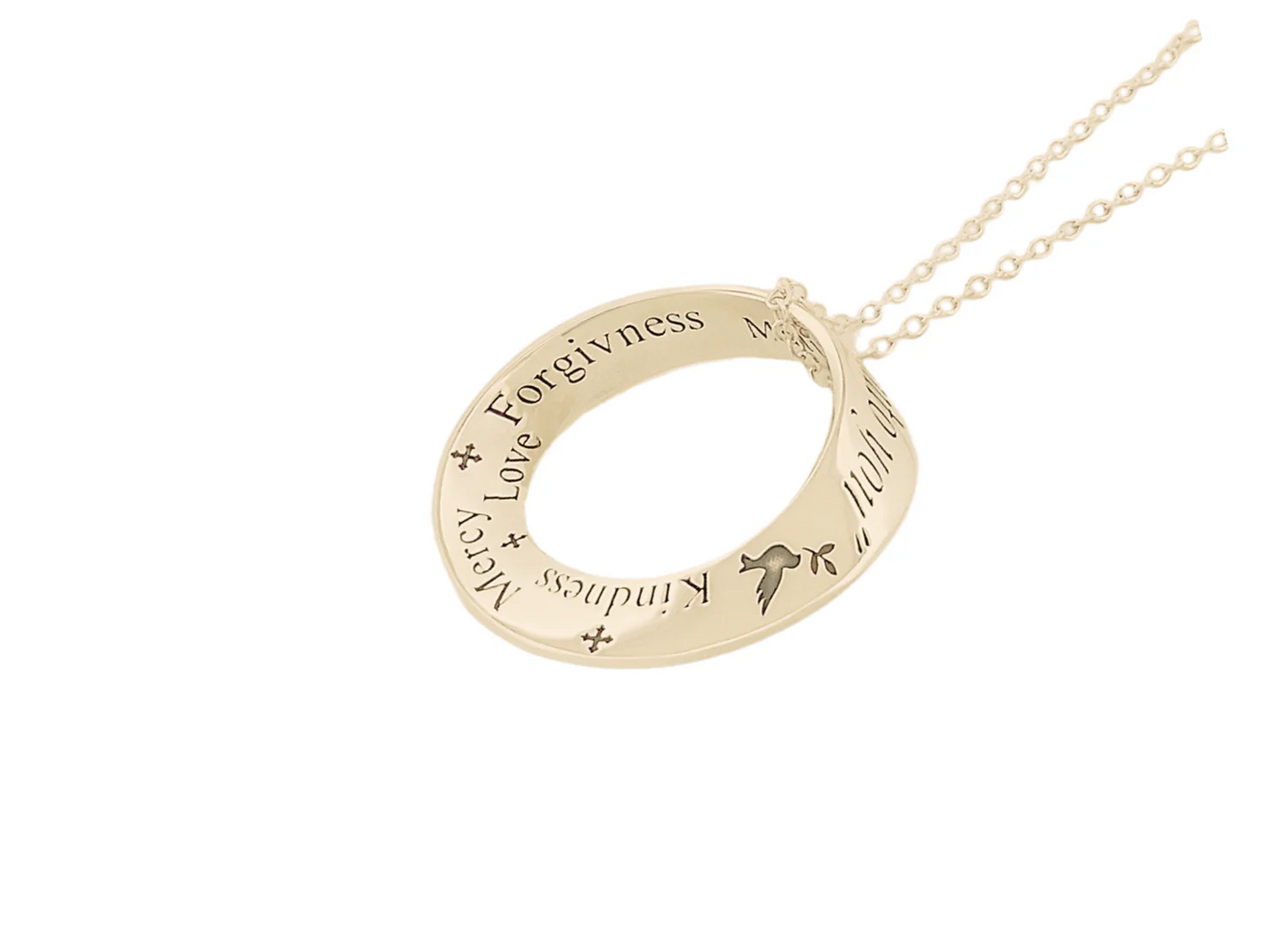 The Golden Rule: Do Unto Others (with Dove of Peace) - Mobius Necklace