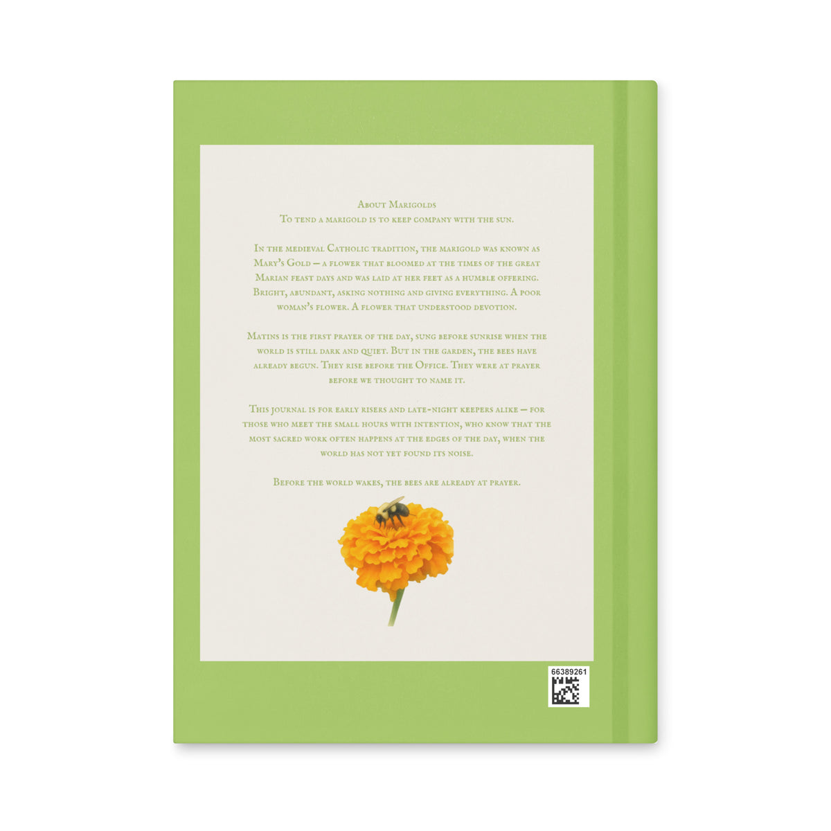 Marigold Matins — Hardcover Nature Journal | Pollinator Garden Art | Bumblebee Marigold Gift