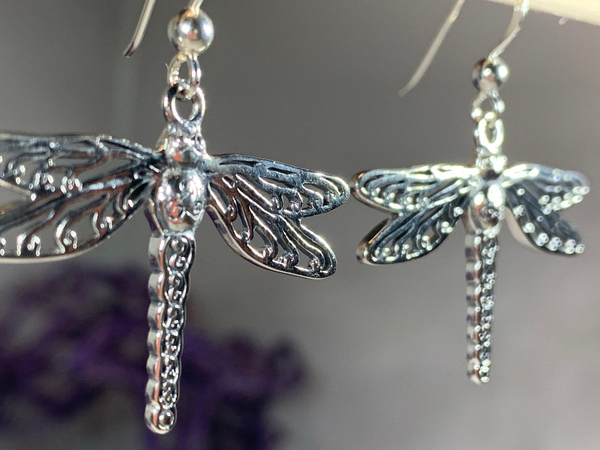 Triple Spiral Dragonfly Earrings
