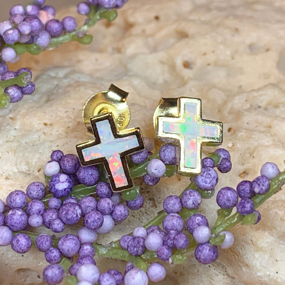 Grace Opal Cross Earrings