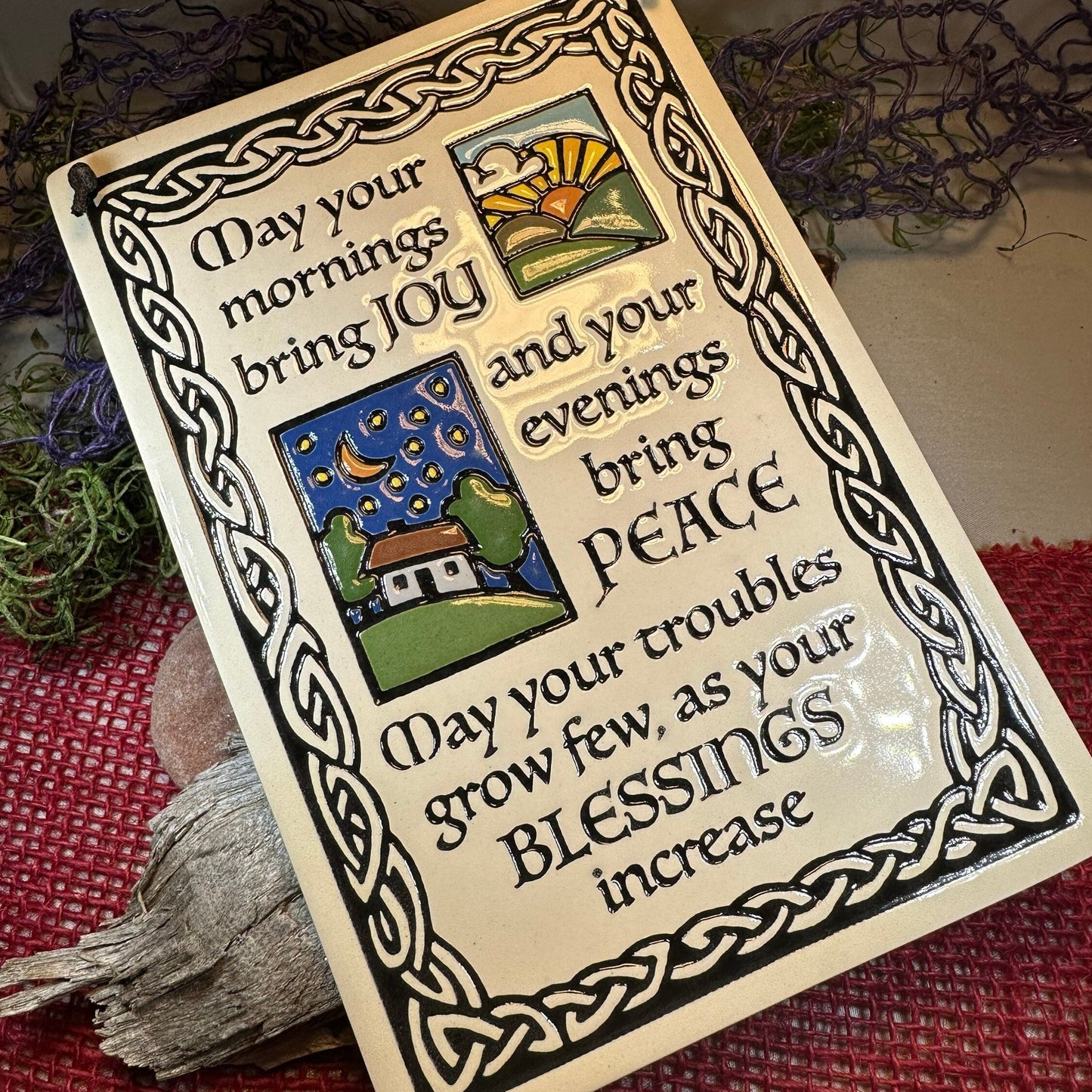 Irish Blessing - May your mornings bring you JOY - Ceramic Wall Art