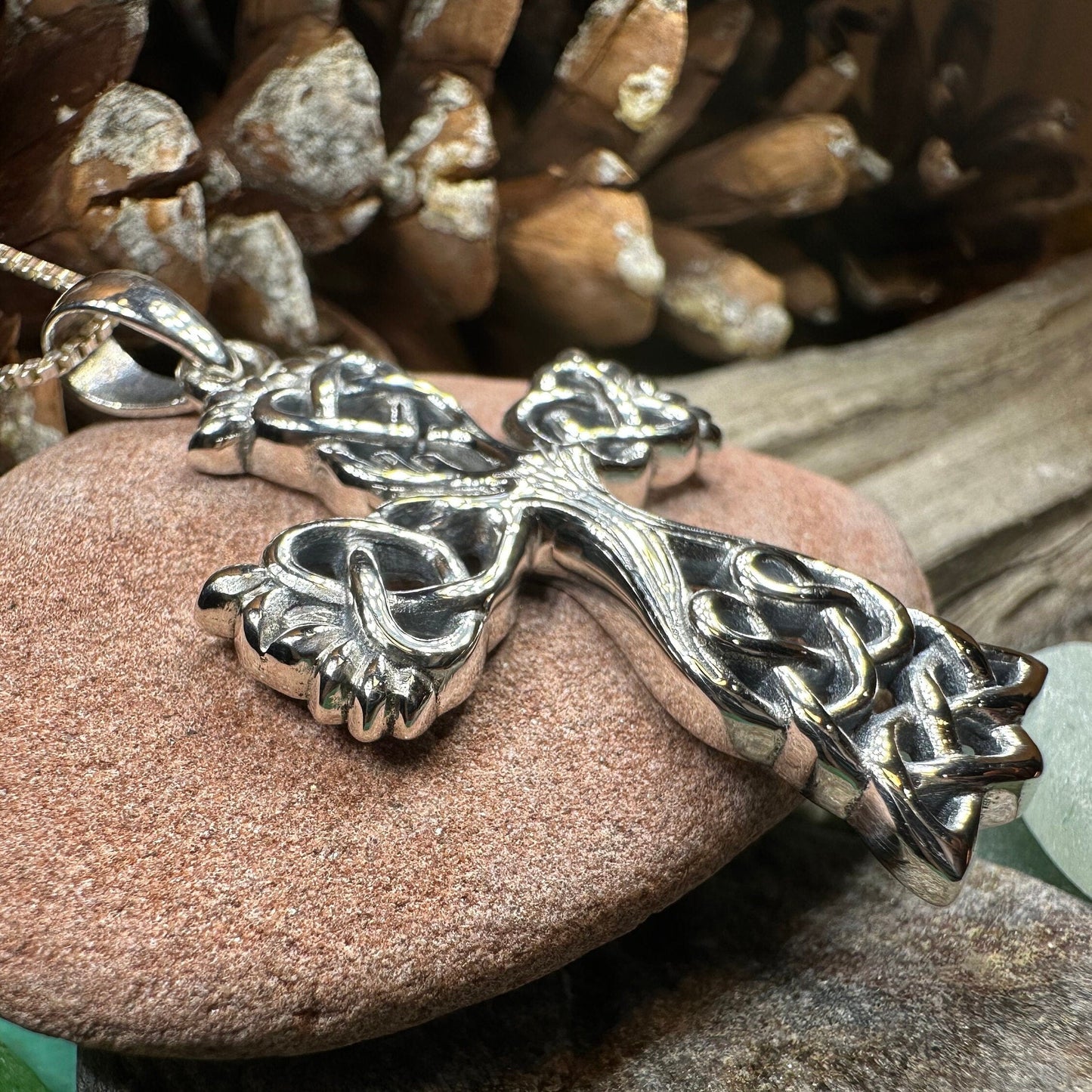 Eternal Tree of Life Celtic Cross Necklace