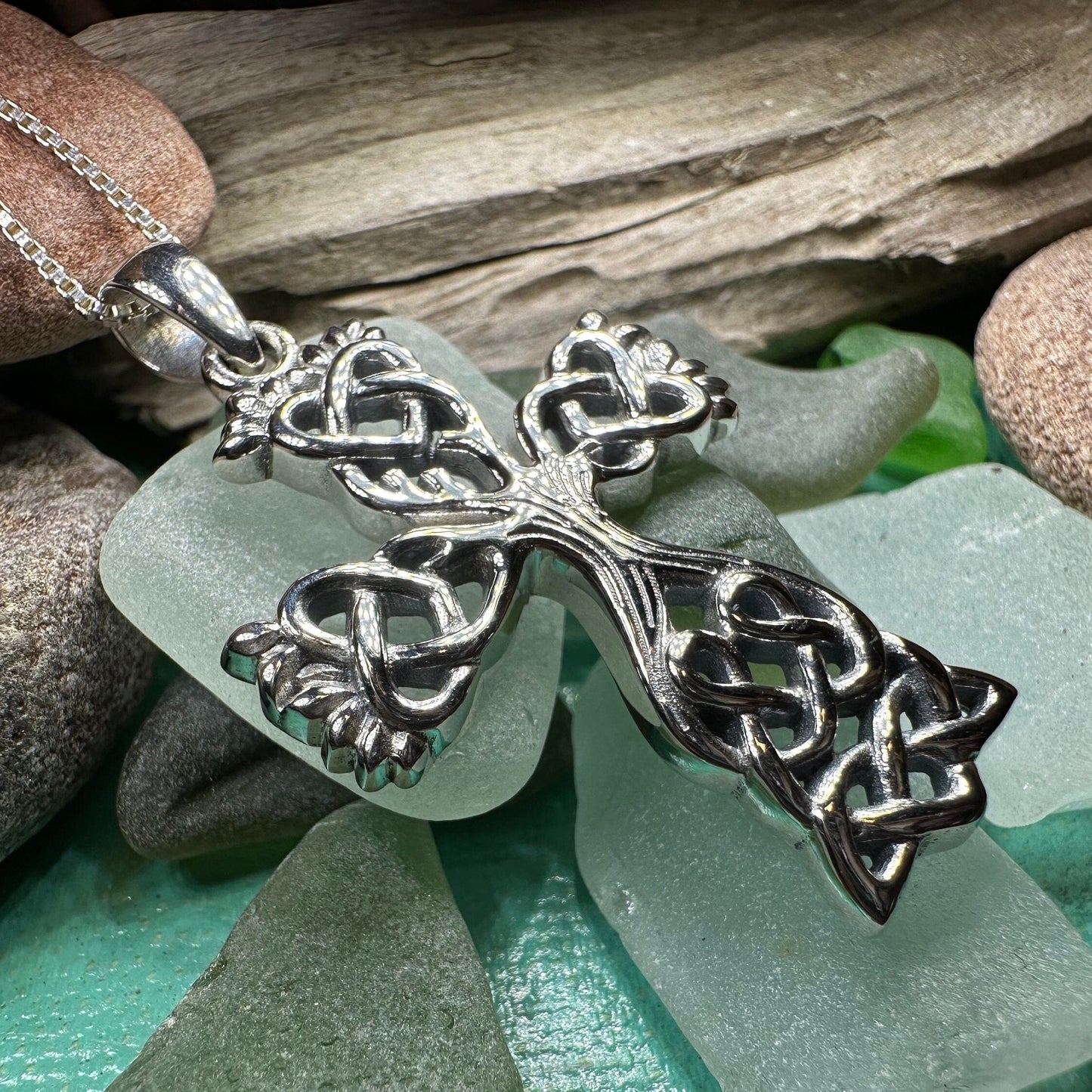 Eternal Tree of Life Celtic Cross Necklace