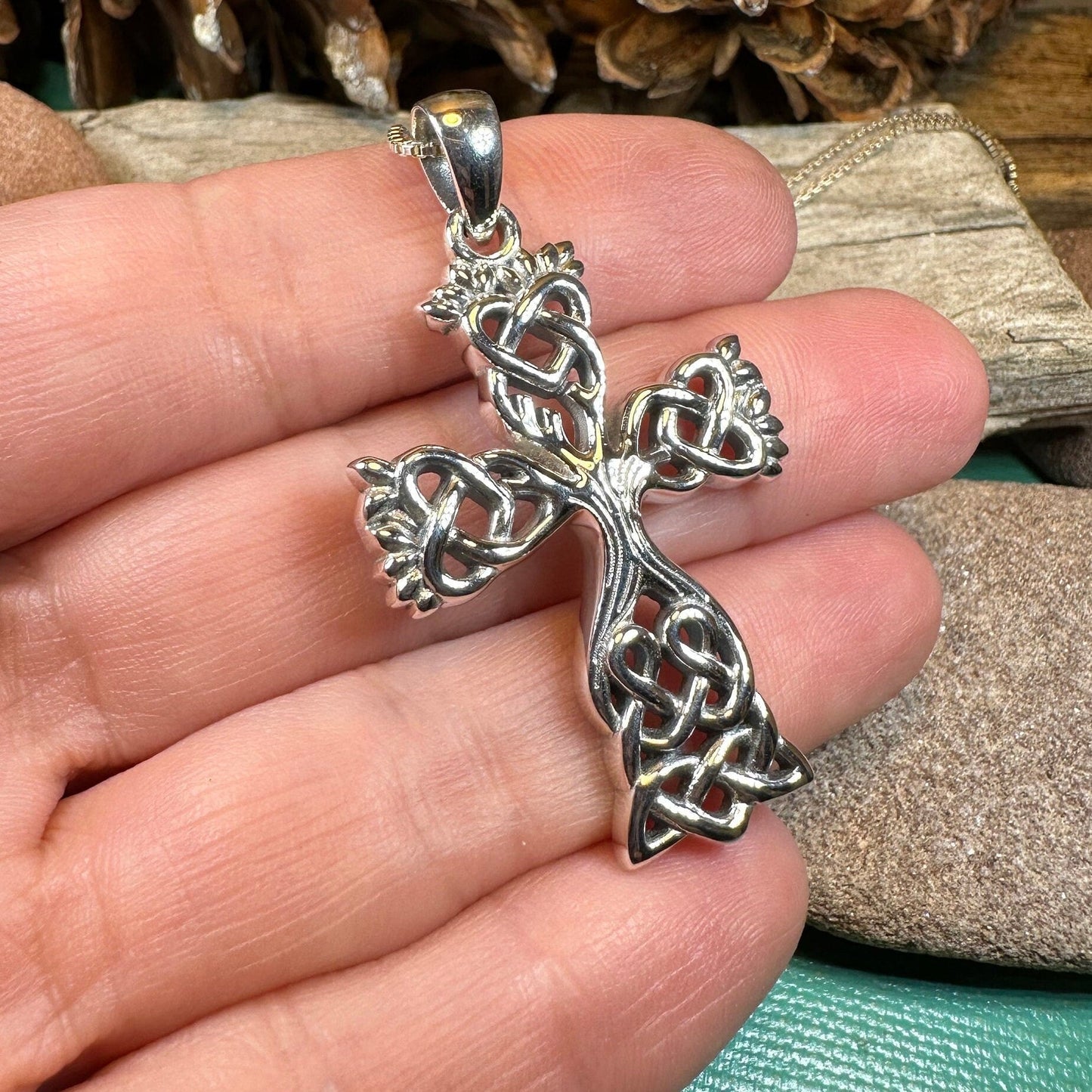 Eternal Tree of Life Celtic Cross Necklace