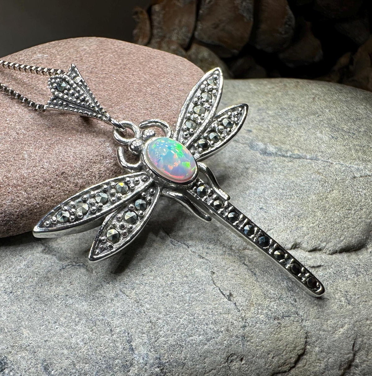 Opal Dragonfly Necklace