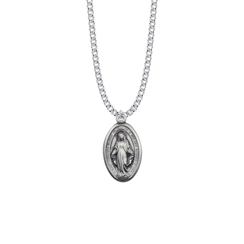 Miraculous Medal - Virgin Mary - Sterling Silver Necklace
