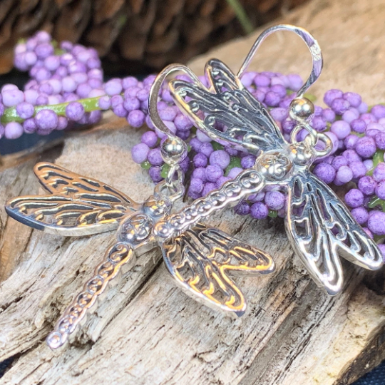 Triple Spiral Dragonfly Earrings
